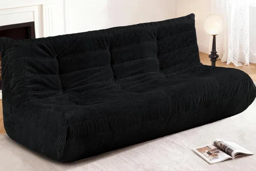 Miniatura 15 de Puf para adultos, silla puf grande, sillón con relleno de espuma viscoelástica para el hogar, apartamento o sala de juegos, gris afelpado Felpa gris