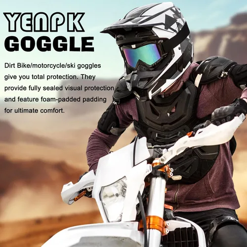 Miniatura 6 de Gafas de moto Dirt & Motocross, paquete de 2 gafas de carreras resistentes al viento para ATV, esquí y snowboard