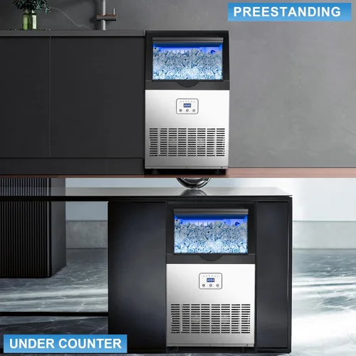 Miniatura 6 de Máquina comercial de hielo de 90 libras/24 horas, máquina de hielo de acero inoxidable bajo encimera o independiente con almacenamiento de 25