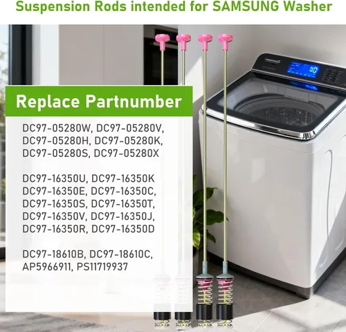 Miniatura 5 de DC97-16350U DC97-16350T DC97-05280W Kit de varilla de suspensión para lavadora Samsung WA45N3050AW/A4 WA45T3200AW/A4 WA50R5200AW/US WA50R5400AV/US