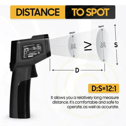 Miniatura 5 de Seentech DT8380BH Termómetro infrarrojo industrial - Probador de temperatura sin contacto para uso en cocina e industrial, rango de -50°C a 380°C