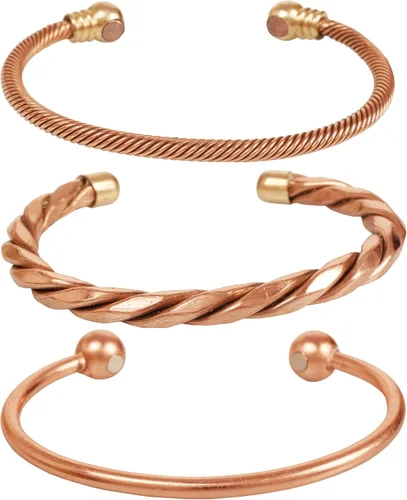 Pulseras de cobre Touchstone | regalo para hombres y mujeres | joyería magnética 100% pura y sólida ajustable | juego de pulseras hechas a mano |