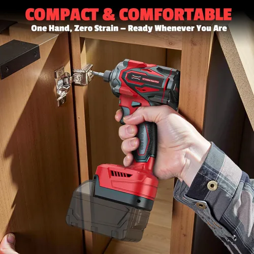 Miniatura 7 de DIYtoolifz Destornillador de impacto inalámbrico de 1/4 de pulgada compatible con batería Milwaukee de 18 V (solo herramienta), motor sin escobillas