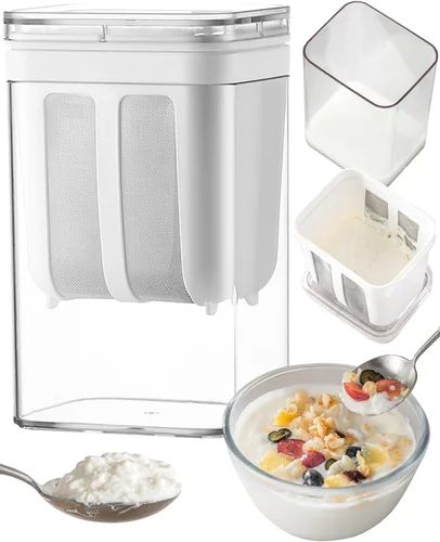 Colador de yogur, filtro de leche de yogur griego grueso de 19 oz/19.0 fl oz, colador de alimentos, colador de yogur griego con bolsa de malla fina