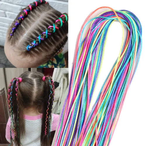 Juego de 50 trenzas de pelo surtidas con colores degradados, trenzados, para trenzas de cola de caballo, mujeres y niñas, accesorios de peinado