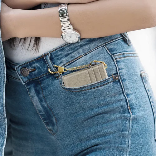 Miniatura 44 de SEAVILIA Tarjetero llavero cartera para mujer con ventana de identificación RFID monedero regalo abeja delgada minimalista pequeña cartera