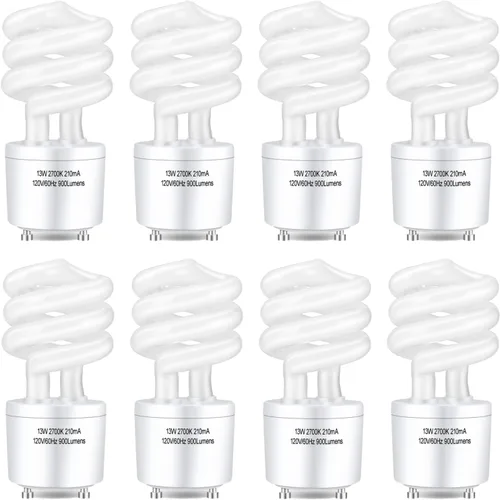 Miniatura 7 de Winkcao CFL - Bombillas fluorescentes compactas con base GU24, espiral T3 de 13 vatios (equivalente a 60 vatios), color blanco suave, 2700 K, 900