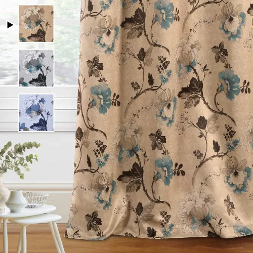 Miniatura 23 de H.VERSAILTEX Cortinas 100% opacas de 63 pulgadas de largo, juego de 2 paneles de cortinas estampadas con aislamiento térmico para dormitorio