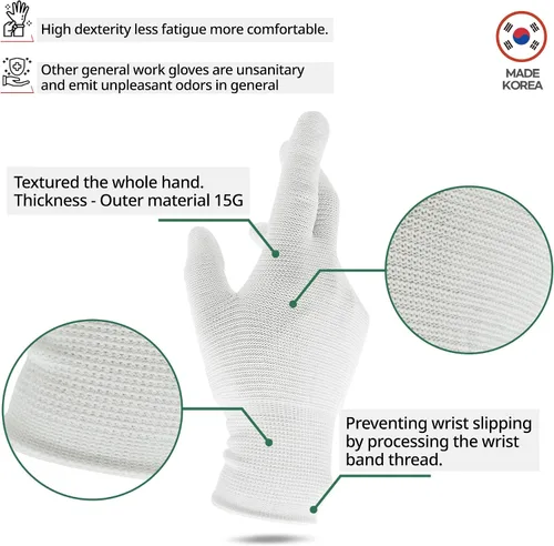 Miniatura 4 de Youneedthat Forros de guante de nitrilo para eccema, 20 unidades de guantes de seguridad Aerosilver con agarre antideslizante, blanco (S, M, L)