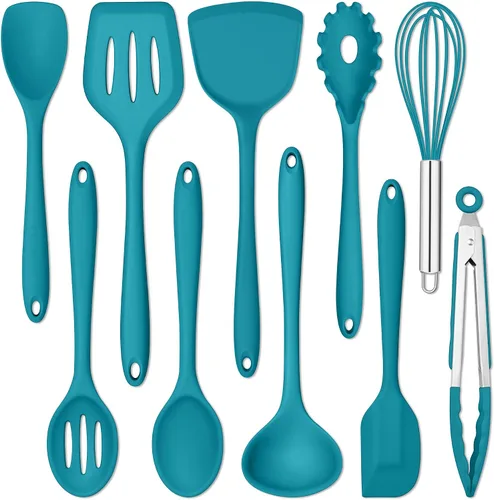 Miniatura 14 de E-far Juego de 10 utensilios de cocina de silicona, juego de utensilios de cocina resistentes al calor para utensilios de cocina antiadherentes
