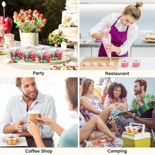 Miniatura 7 de Suclain 100 juegos de tazas transparentes de postre de 8 onzas con tapas y tenedores, vasos desechables de plástico para parfait yogur con tapas