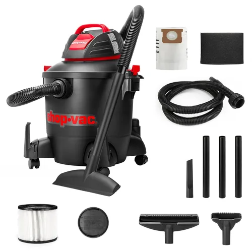 Shop-Vac 5922805 Aspiradora húmeda/seca, 8 galones, 4.5 HP pico, manguera de 1.25 pulgadas de diámetro x 7 pies, cable de 6 pies, ideal para obra,