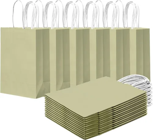 Miniatura 22 de qiqee 24 bolsas de regalo pequeñas con asas a granel de 8.3 x 6 x 3 pulgadas, bolsas de regalo amarillas brillantes, múltiples usos (tamaño pequeño)