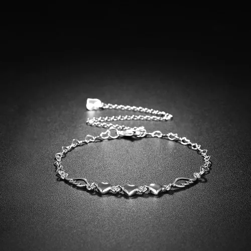 Miniatura 4 de Joyería de moda 925 plata esterlina amor corazón alas ángel cadena tobillera, Plata
