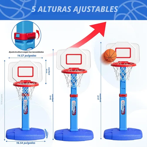 Miniatura 2 de HYES Aro de Baloncesto para Niños Pequeños, Aro de Baloncesto Interior de Altura Ajustable para Niños de 1 a 3 Años, Mini Canasta de Baloncesto