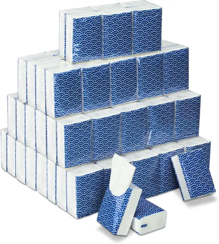 Miniatura 17 de Ctosree Paquete de 50 pañuelos geométricos de bolsillo, paquetes de viaje a granel de 500 hojas de tejidos pequeños, paquetes a granel de 3 capas