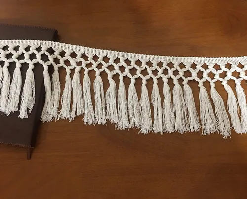 Miniatura 2 de FQTANJU Borla de 1 yarda de 5.5 in de ancho, borla de algodón, cinta bohemia de macramé para accesorios de costura, manualidades y decoración