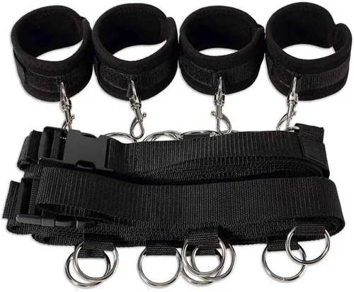 Miniatura 3 de Kit sexual para parejas debajo de la cama King, correas sexis ajustables y sujetadores de amarre para adultos, parejas, tobillos y muñecas