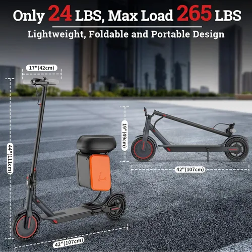Miniatura 7 de Qlaway 8.5" E Scooter for Adults 19/22 MPH 350/500W Motor 187.2/288.6/441WH Battery, Motorized Scooter Up to 22 Miles Range, Foldable Bearing 265