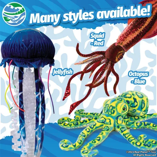 Miniatura 4 de Real Planet Pulpo marrón pacífico de 22 pulgadas, juguete realista de criatura marina, animal marino de felpa grande para niños, animales marinos