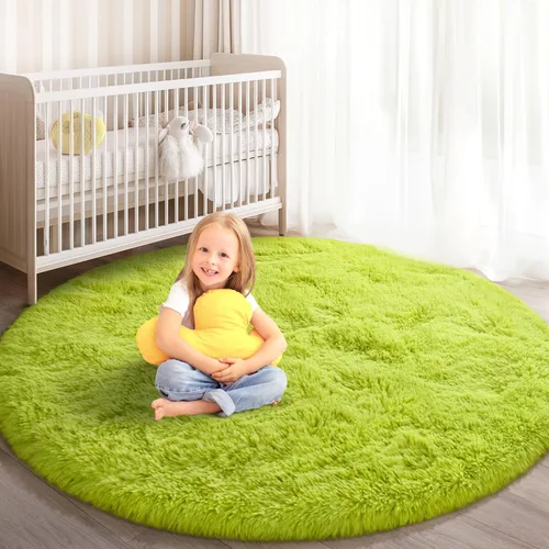 Miniatura 9 de Alfombra Redonda para Dormitorio, Alfombras de Área Circulares Suaves y Esponjosas de 4x4 pies para Cuarto de Niños y Niñas, Habitación Infantil