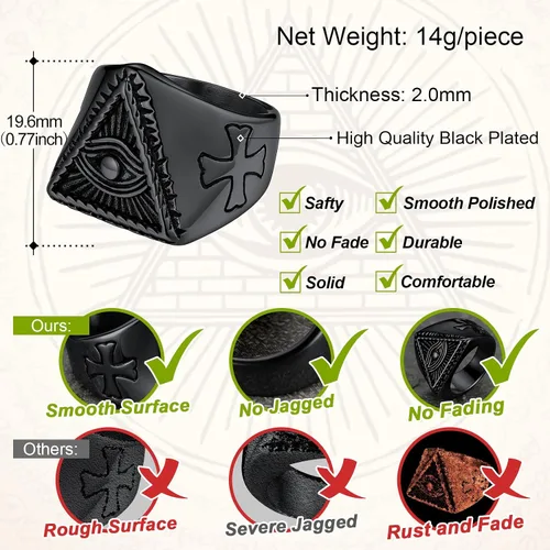 Miniatura 5 de FaithHeart Anillo de ojo de Dios para hombres y mujeres, acero inoxidable, chapado en oro de 18 quilates, anillos personalizados, Acero inoxidable