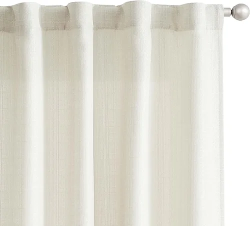 Miniatura 25 de JINCHAN Cortinas de lino beige para sala de estar y dormitorio, cortinas texturizadas de 63 pulgadas de largo, cortinas de estilo rústico de tejido