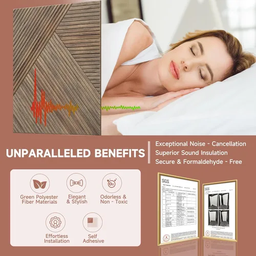 Miniatura 3 de TO-TH Paneles Acústicos para Pared y Techo - Paquete de 6 de 2'x2'x0.4", Paneles de Pared Decorativos Autoadhesivos con Impresión UV 3D con Aspecto