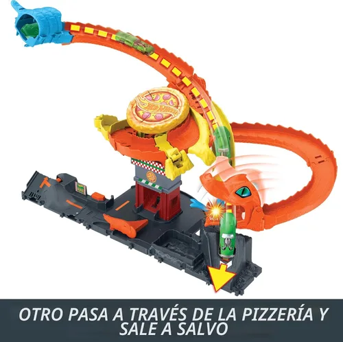 Miniatura 4 de Hot Wheels - Juego de pista para autos modelo City Toy Car Track Set, Pizza Slam Cobra Attack Playset, Cola de serpiente en espiral con Randomizer