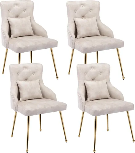 Miniatura 18 de Silla de tocador de terciopelo, silla de comedor tapizada para dormitorio, comedor, sala de maquillaje, silla moderna para sala de estar con patas