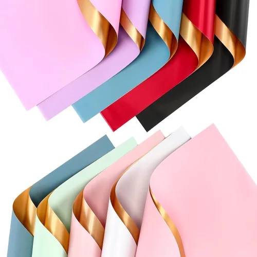 Nezyo 100 hojas de papel de regalo de flores de color rosa, de doble cara, papel floral dorado coreano, ramo de regalo para novia, boda, bricolaje,