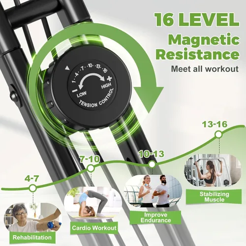 Miniatura 3 de Caromix - Bicicleta estática plegable, 5 en 1, bicicleta magnética estacionaria, bicicleta vertical para interiores, entrenamiento en casa