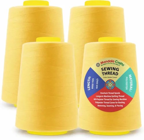 Miniatura 123 de Mandala Crafts 4 Pack of Serger Threads Cones Spools - 20S/2 24000 Yards Polyester Baby Blue Threads for Sergers Machine and Overlock Quilting