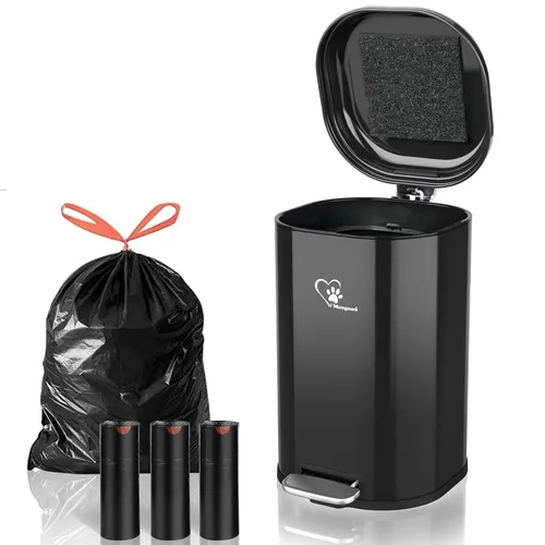 Basurero para Excremento de Perro para Exteriores, 18L/4.76 Gal Contenedor de Residuos Portátil con Tapa y Control de Olores Interior Extraíble para