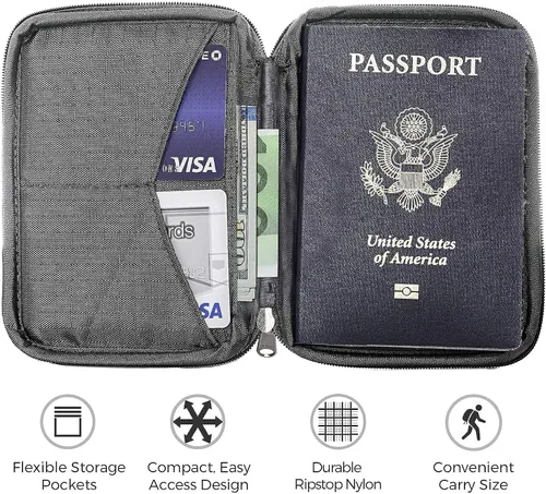 Miniatura 4 de Zero Grid Passport Wallet - Travel Document Holder wRFID Blocking