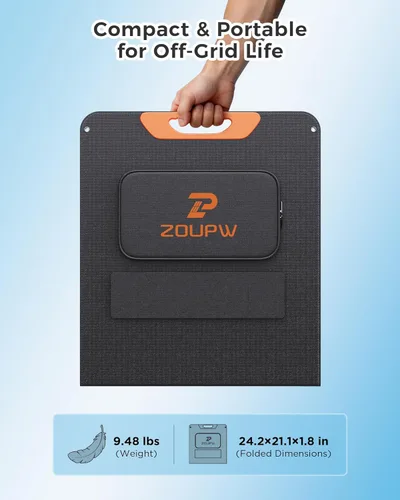 Miniatura 3 de ZOUPW Panel solar portátil de 100 W con cable 5 en 1, 23.5% de eficiencia, cargador solar plegable mono para Jackery 300/Ecolow