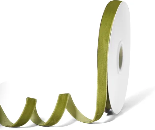 Cinta de terciopelo verde oliva para envoltura de regalos, cinta de recorte para Navidad, manualidades, boda, floral, vacaciones, día de San