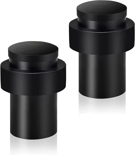 Miniatura 30 de KOLAKO Topes de puerta, topes de puerta de piso, (2 pulgadas) negro mate moderno resistente sólido pequeño cilíndrico parachoques de goma, acero