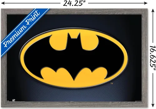 Miniatura 3 de Trends International DC Comics - Póster de pared de Batman con símbolos, 14.725 x 22.375 pulgadas, versión enmarcada de madera de granero
