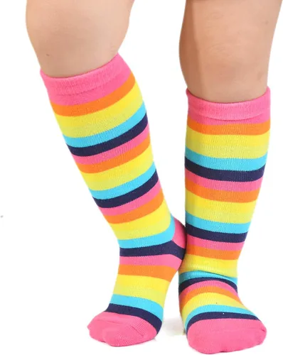 Miniatura 5 de EPEIUS Calcetines altos a la rodilla con rayas arco iris para bebé, medias de tubo antideslizantes, calcetines de fútbol para niños pequeños y niños