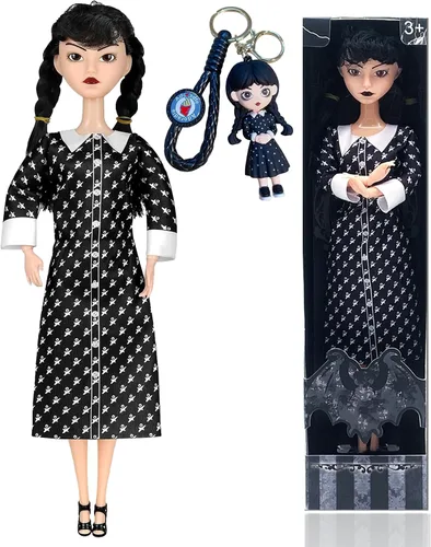 Miniatura 11 de Dumwick Muñeca Adams de 11.5" con Caja de Regalo, Tacones Altos, Vestido Negro y Cabello, Regalo de Juguetes Perfecto para Navidad y Cumpleaños