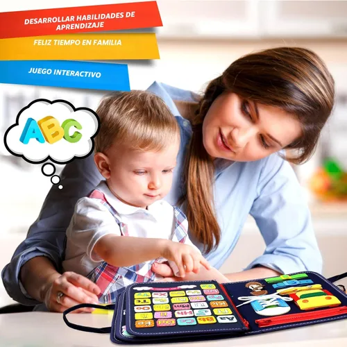 Miniatura 6 de Qizfun Montessori Tablero Ocupado y Libro Ocupado para Niños Pequeños – Juguete Sensorial y de Aprendizaje que Mantiene a los Niños Ocupados