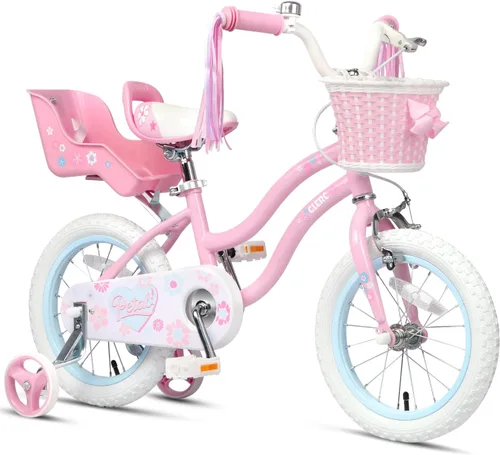 Miniatura 14 de Glerc Petal Girls Bike 12-18 Inch for Ages 2-9, Kids Bike with Training Wheels, Basket & Streamers, Princess Style Kids Bicycle, for Girls