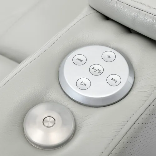 Miniatura 5 de Merax Silla reclinable de cuero, asiento eléctrico de cine en casa con reposabrazos de audio multimedia, portavasos y almacenamiento, color gris
