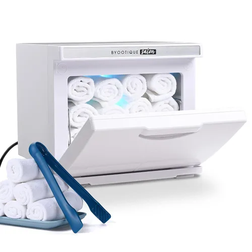 Miniatura 11 de BYOOTIQUE - Calentador de toallas calientes para spa, sala de uñas, pequeña máquina de vapor de toalla de peluquería rosa de 8 litros para cara