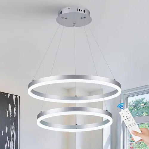 Miniatura 15 de Benkut Lámpara colgante LED moderna D24 pulgadas, color negro dorado, lámpara LED circular regulable, 1 anillo con control remoto, luz colgante