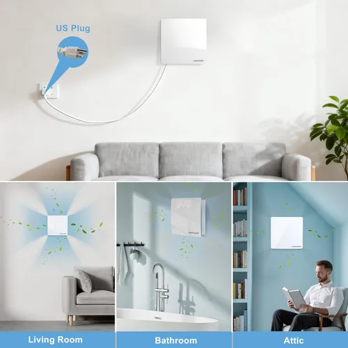 Miniatura 8 de Ventilador de ventilación HEPA a través de la pared con WiFi y control remoto, ventilación de pared ultra silenciosa del motor EC, entrada de aire