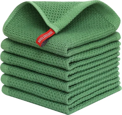 Miniatura 20 de Kitinjoy - Paños de cocina de 100 % algodón, tela de tejido gofrado, paño de limpieza ultrasuave, absorbente y de secado rápido. Gris Oscuro