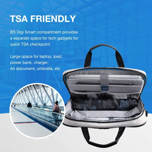 Miniatura 3 de Bolsa para laptop, BAGSMART Maletín para laptop de 15.6 pulgadas para hombres y mujeres, Maletín para trabajo y viajes de negocios, gris, 15.6