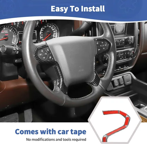 Miniatura 5 de RT-TCZ para Tapa de Panel de Volante de Fibra de Carbono para Chevrolet Silverado/Suburban/Tahoe 2014-2018 para GMC Sierra/Yukon 2014-2018 Negro